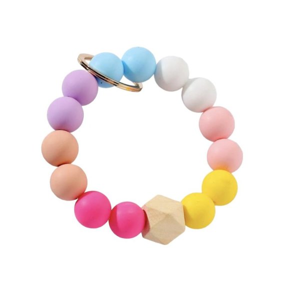 NIB Silicone Rainbow Bracelet Keychain - Picture 2 of 2